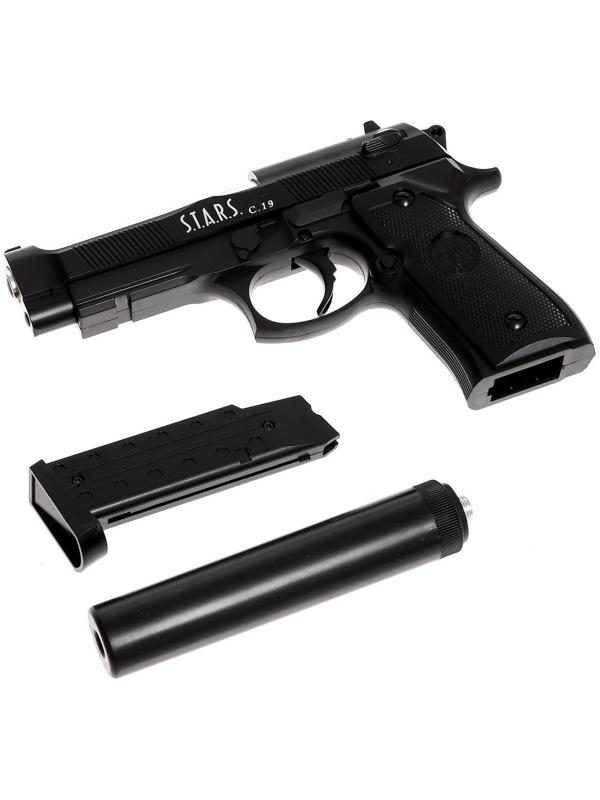 Пистолет C.19, металлический, с глушителем
