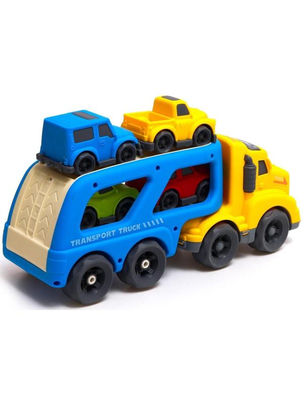 Грузовик инерционный TRUCK, с 4 машинками, световые и звуковые эффекты