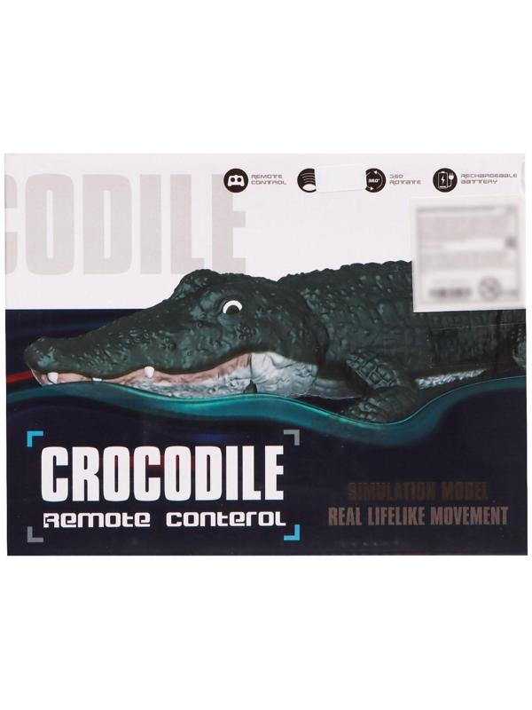 Крокодил радиоуправляемый, плавает, работает от аккумулятора, цвет зелёный