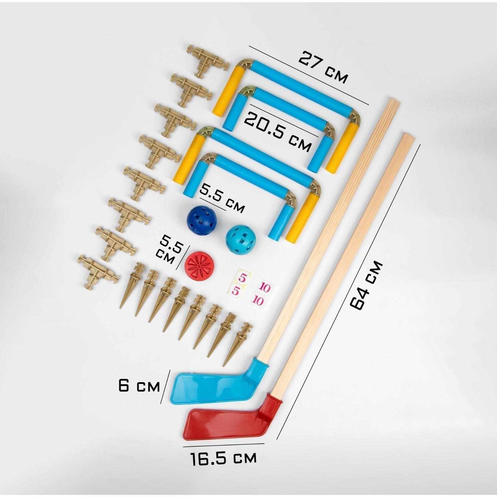 Хоккейный набор: 2 клюшки, 4 ворот, 2 мяча, шайба