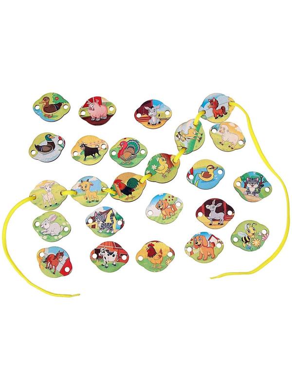 Развивающий набор шнуровка «Домашние животные», 24 элемента