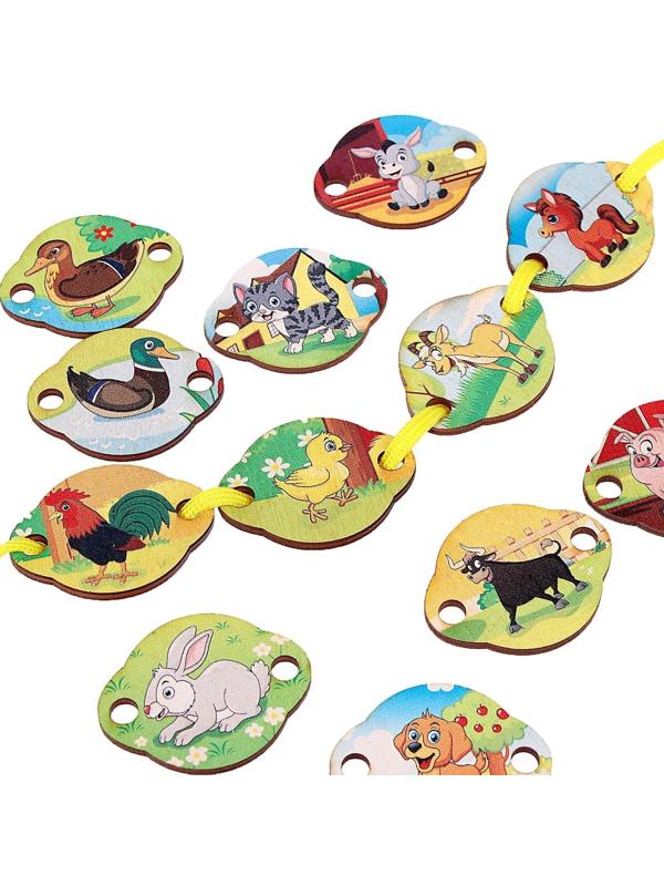 Развивающий набор шнуровка «Домашние животные», 24 элемента