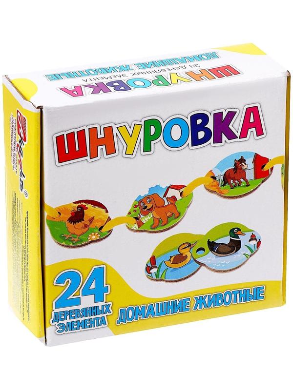 Развивающий набор шнуровка «Домашние животные», 24 элемента
