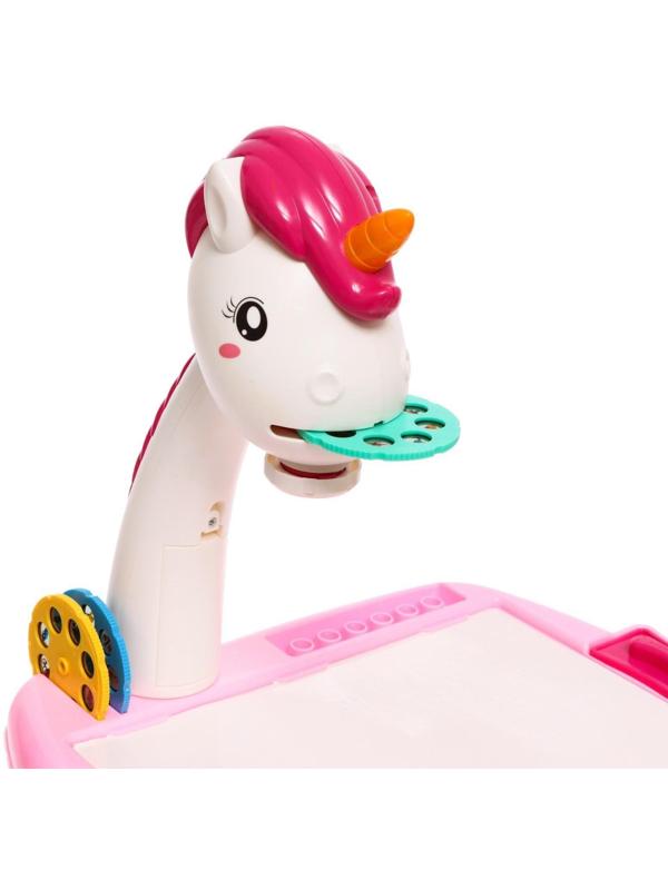 Проектор-столик «Единорог», свет, звук, цвет розовый