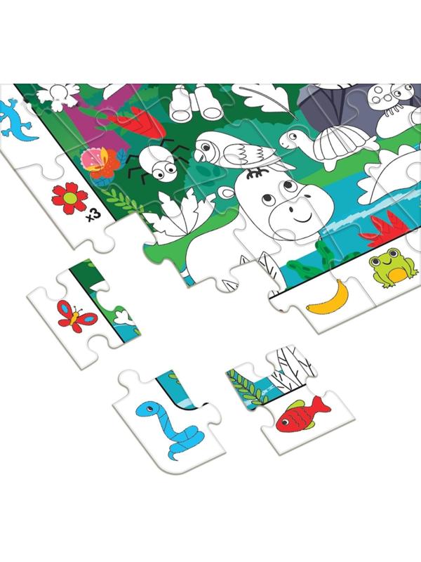 Пазл «Собери, найди, раскрась. Тайна джунглей», 60 деталей