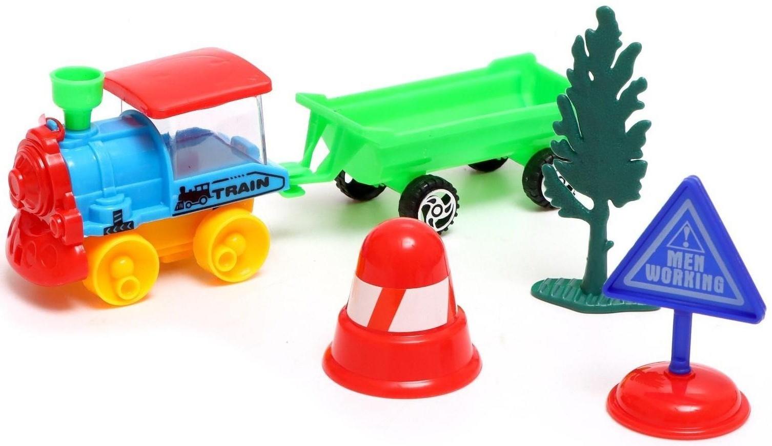 Паровоз инерционный «Классика», с прицепом, цвета МИКС