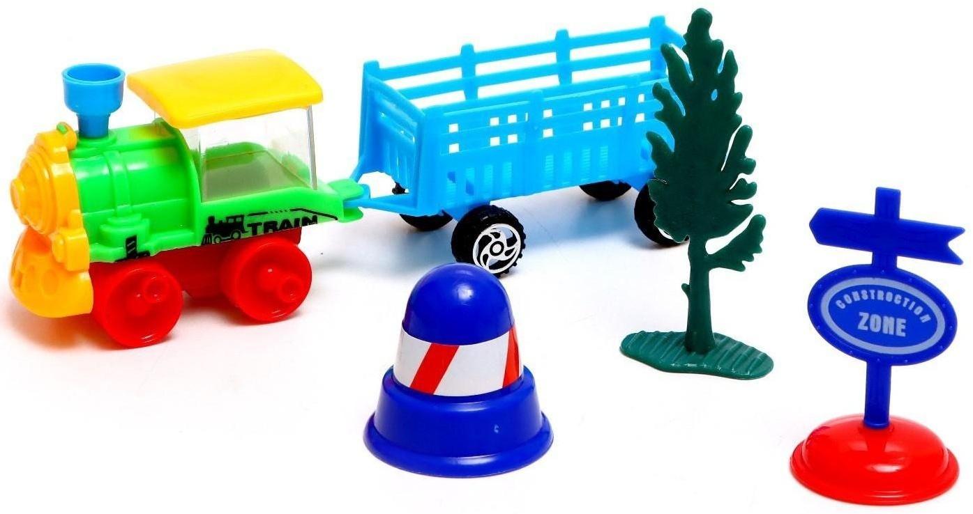 Паровоз инерционный «Классика», с прицепом, цвета МИКС