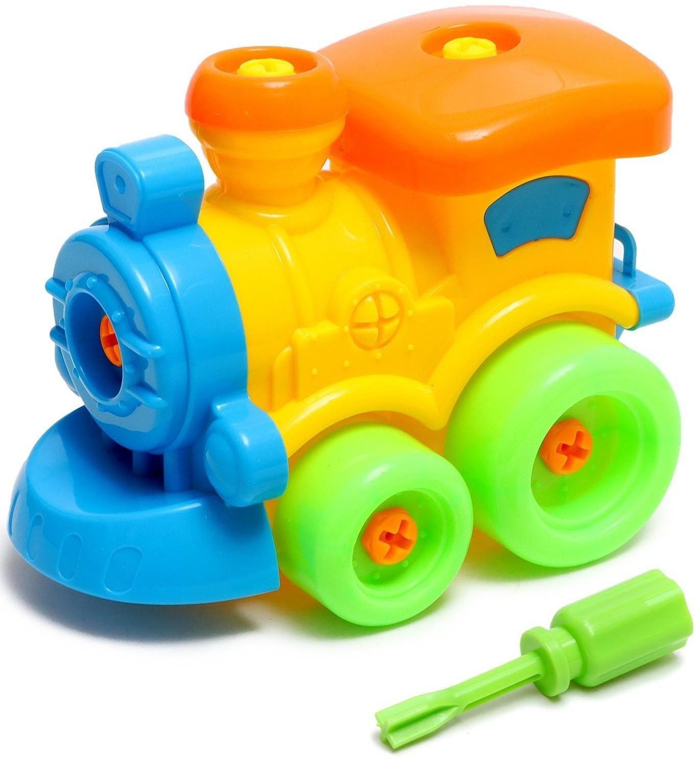 Конструктор винтовой «Паровозик», с отвёрткой 18 деталей, МИКС