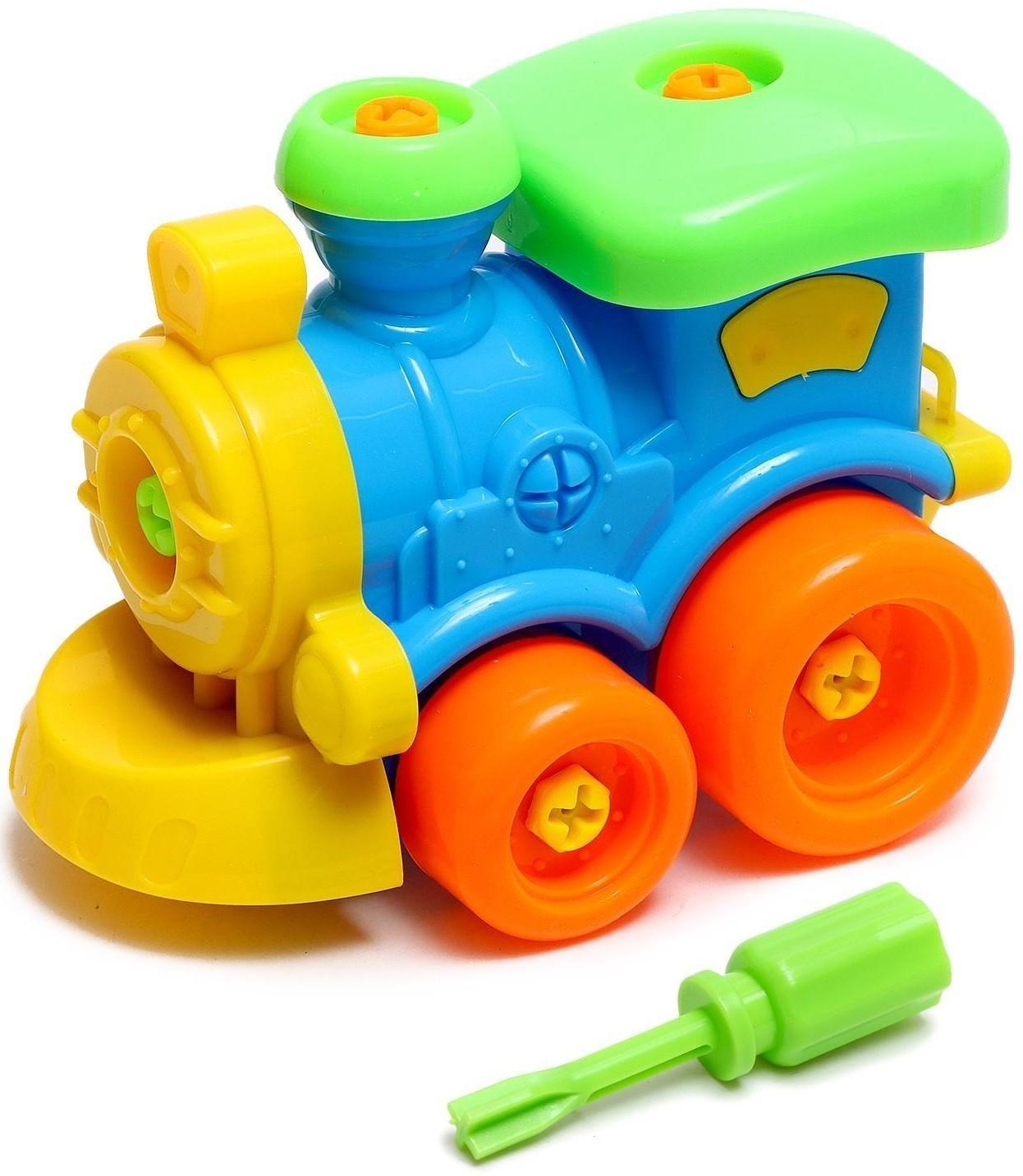 Конструктор винтовой «Паровозик», с отвёрткой 18 деталей, МИКС