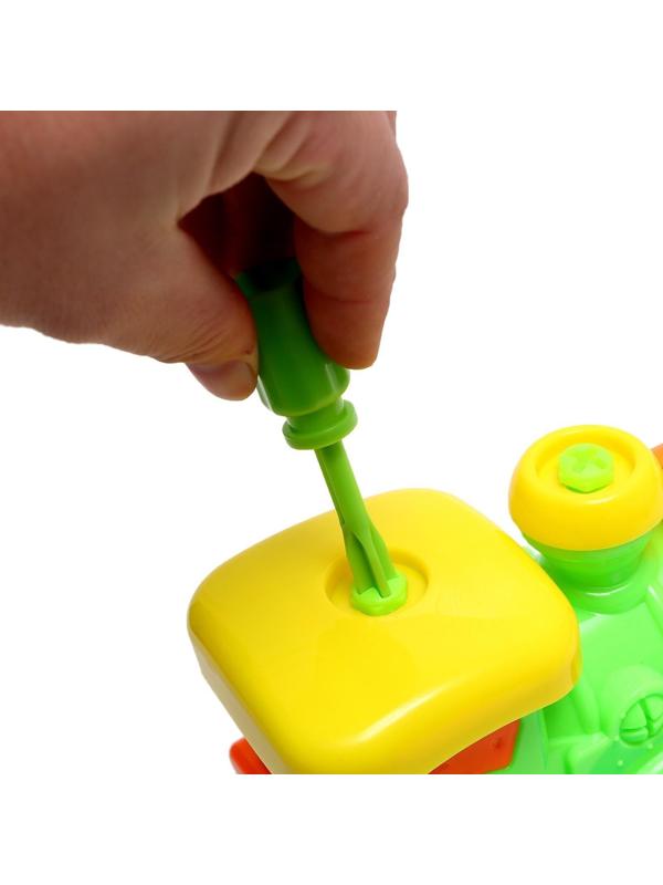 Конструктор винтовой «Паровозик», с отвёрткой 18 деталей, МИКС