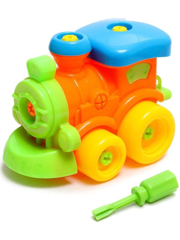 Конструктор винтовой «Паровозик», с отвёрткой 18 деталей, МИКС