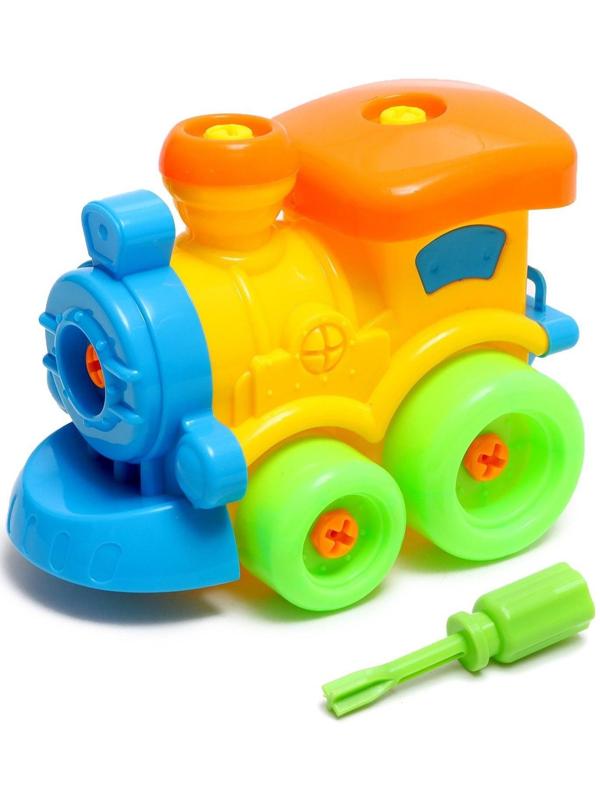 Конструктор винтовой «Паровозик», с отвёрткой 18 деталей, МИКС