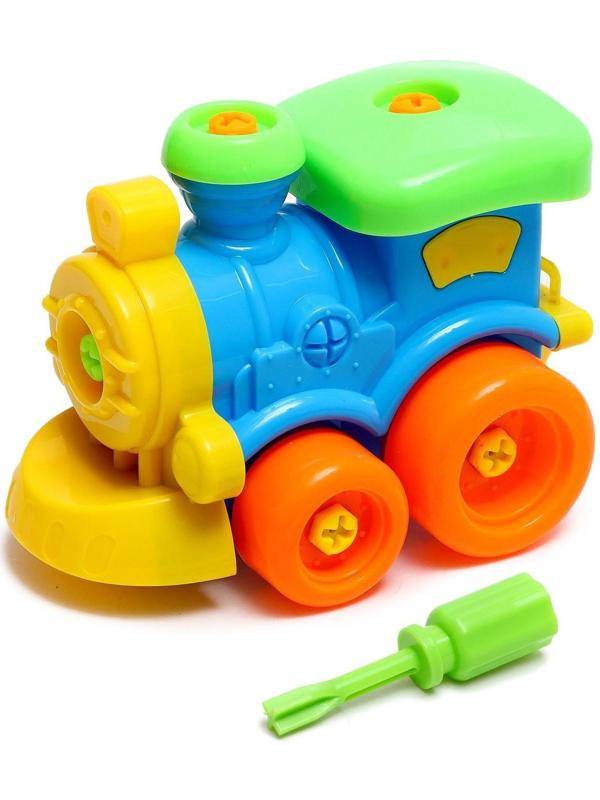 Конструктор винтовой «Паровозик», с отвёрткой 18 деталей, МИКС