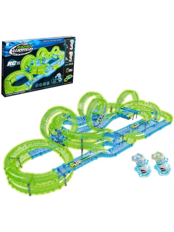 Автотрек Rapid World, радиоуправление, свет, 124 детали