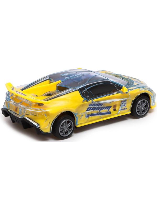 Машина инерционная «Crazy race, гонки», русская озвучка, свет, цвет жёлтый