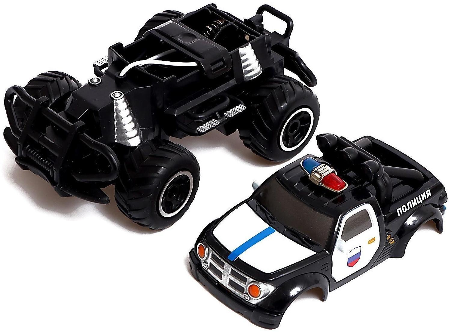 Джип радиоуправляемый «Полиция», работает от батареек, цвет чёрный