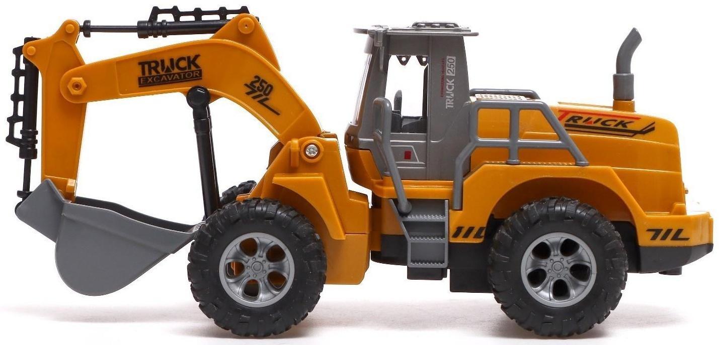 Экскаватор инерционный «Стройтехника», световые эффекты, подвижные детали, цвет жёлтый