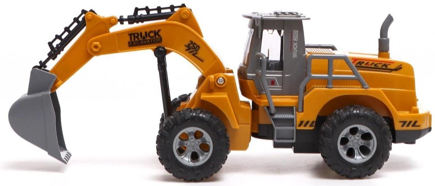 Экскаватор инерционный «Стройтехника», световые эффекты, подвижные детали, цвет жёлтый