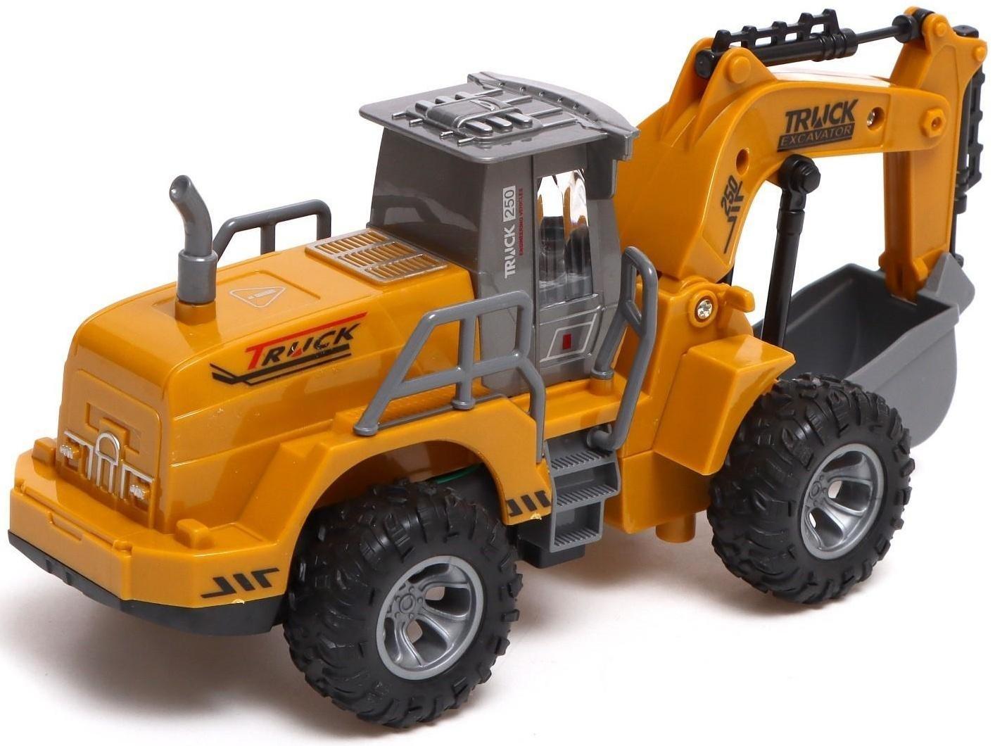 Экскаватор инерционный «Стройтехника», световые эффекты, подвижные детали, цвет жёлтый