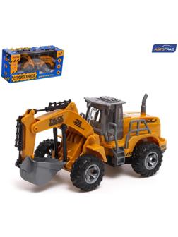 Экскаватор инерционный «Стройтехника», световые эффекты, подвижные детали, цвет жёлтый
