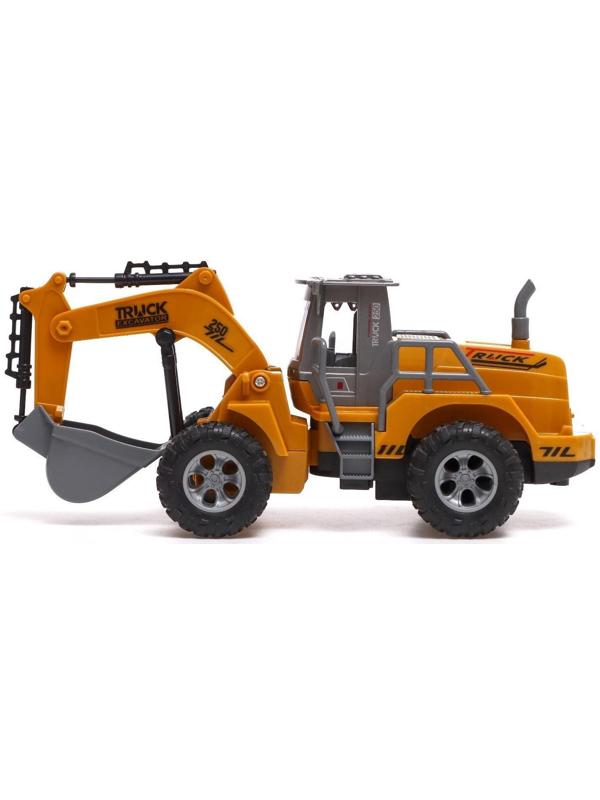 Экскаватор инерционный «Стройтехника», световые эффекты, подвижные детали, цвет жёлтый