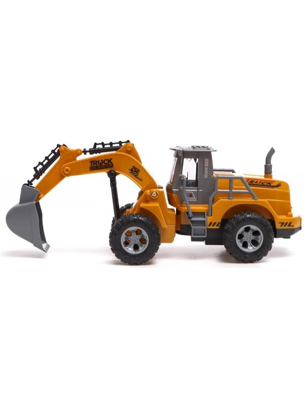 Экскаватор инерционный «Стройтехника», световые эффекты, подвижные детали, цвет жёлтый