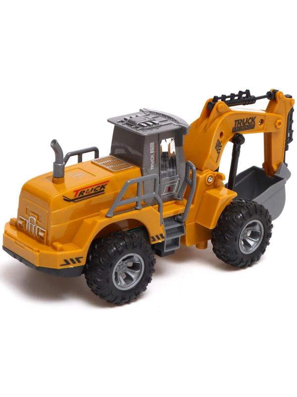 Экскаватор инерционный «Стройтехника», световые эффекты, подвижные детали, цвет жёлтый