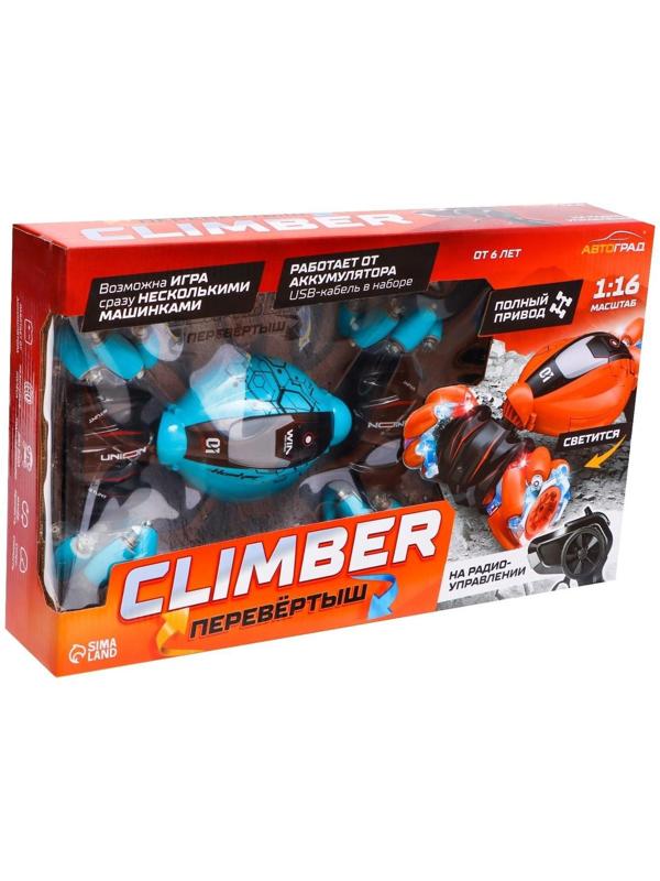 Перевёртыш радиоуправляемый CLIMBER, 1:16, 4WD, световые эффекты, работает от аккумулятора, цвет синий