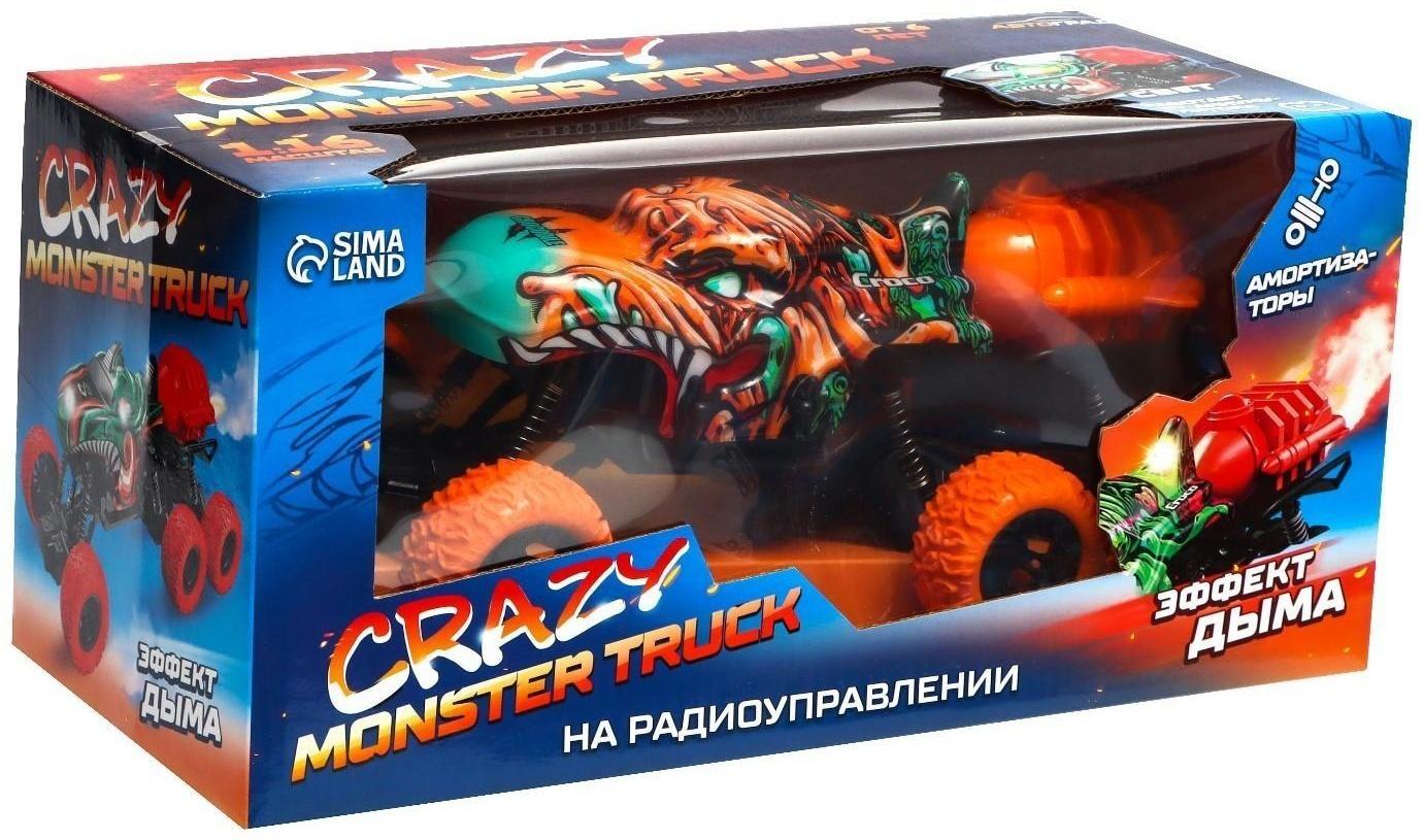 Джип радиоуправляемый MONSTER, 1:16, эффект дыма, световые эффекты, работает от аккумулятора, цвет оранжевый