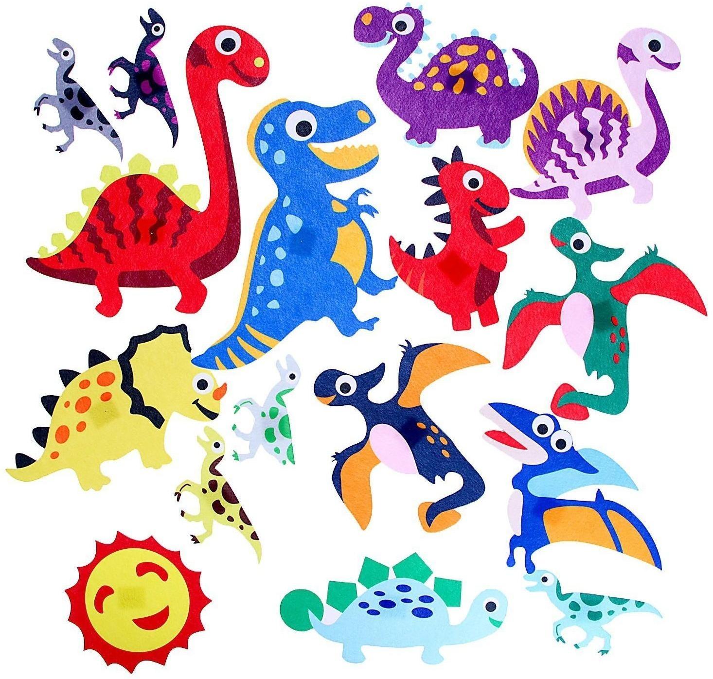Бизиборд на стену из фетра «Динозавры» 32 детали на липучке, размер поля — 105 × 75 см
