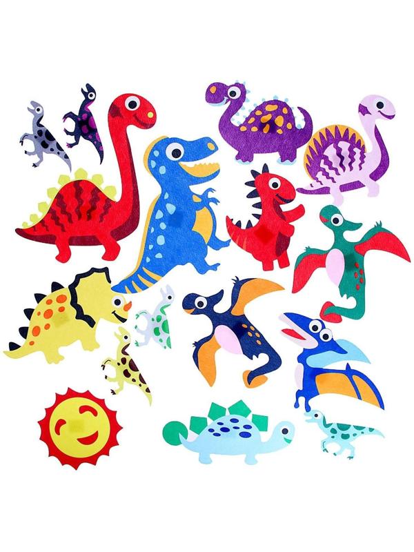 Бизиборд на стену из фетра «Динозавры» 32 детали на липучке, размер поля — 105 × 75 см
