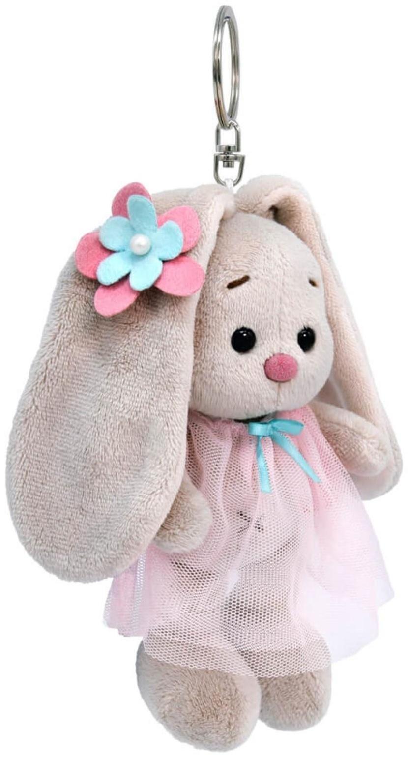 Мягкая игрушка-брелок «Зайка Ми в розовом платье, с цветочком», 14 см