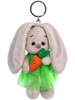 Мягкая игрушка-брелок «Зайка Ми в зелёном платье, с морковкой», 14 см