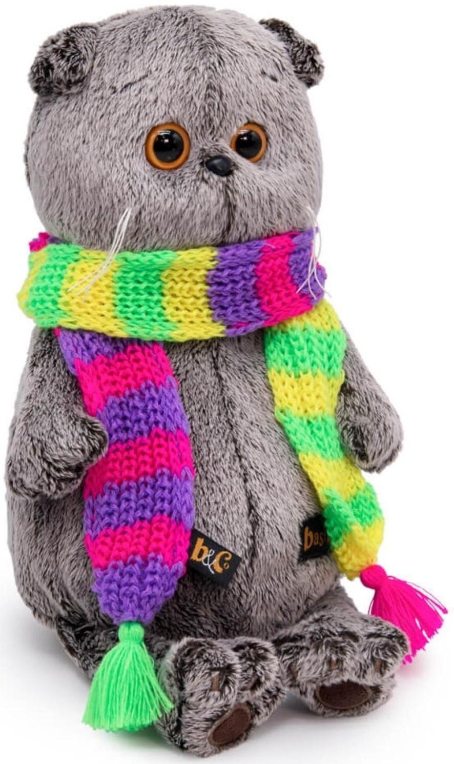 Мягкая игрушка «Басик в ярком шарфе», 19 см