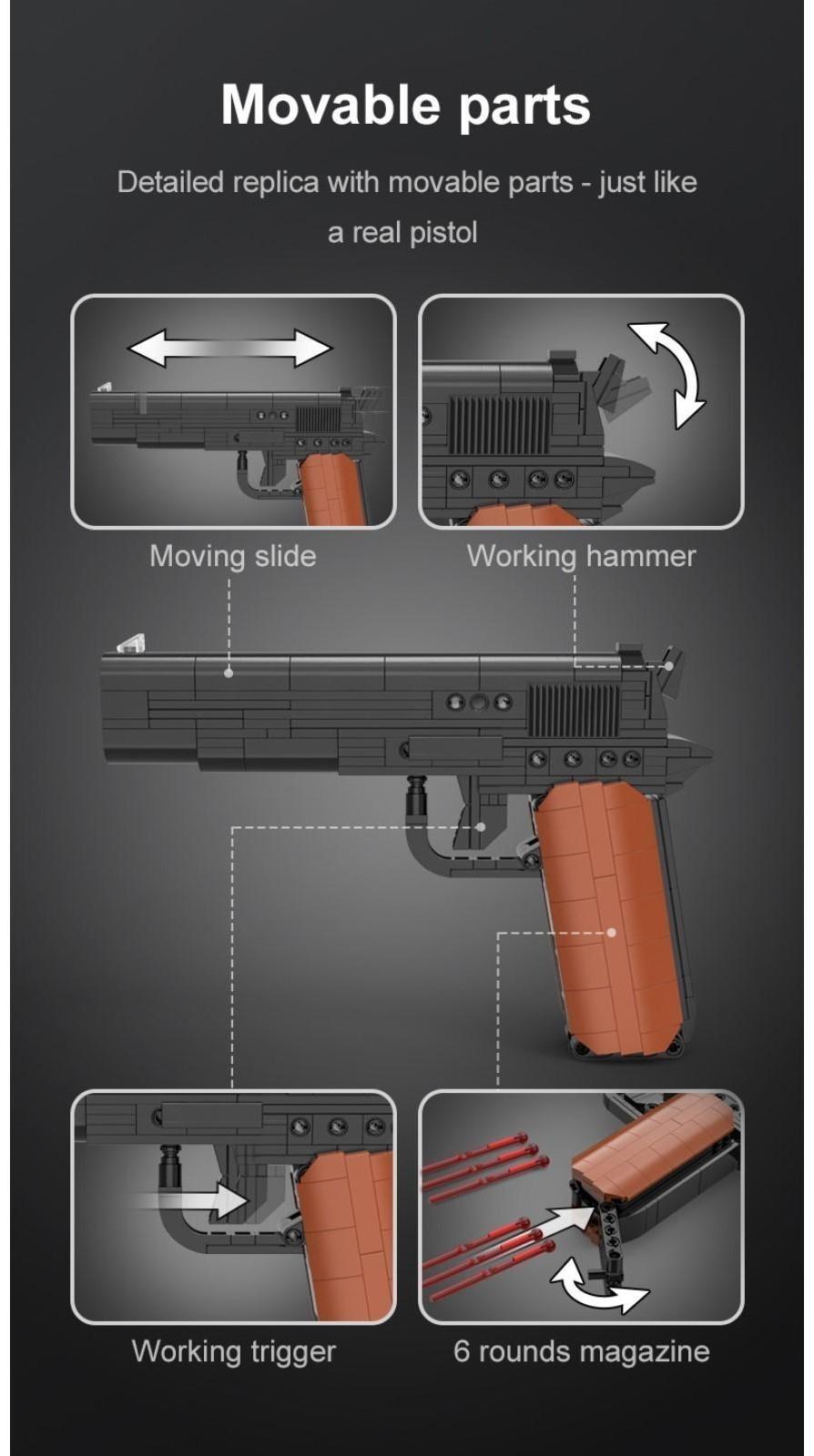 Конструктор техно «Пистолет», 332 детали, 6 пуль, стреляет
