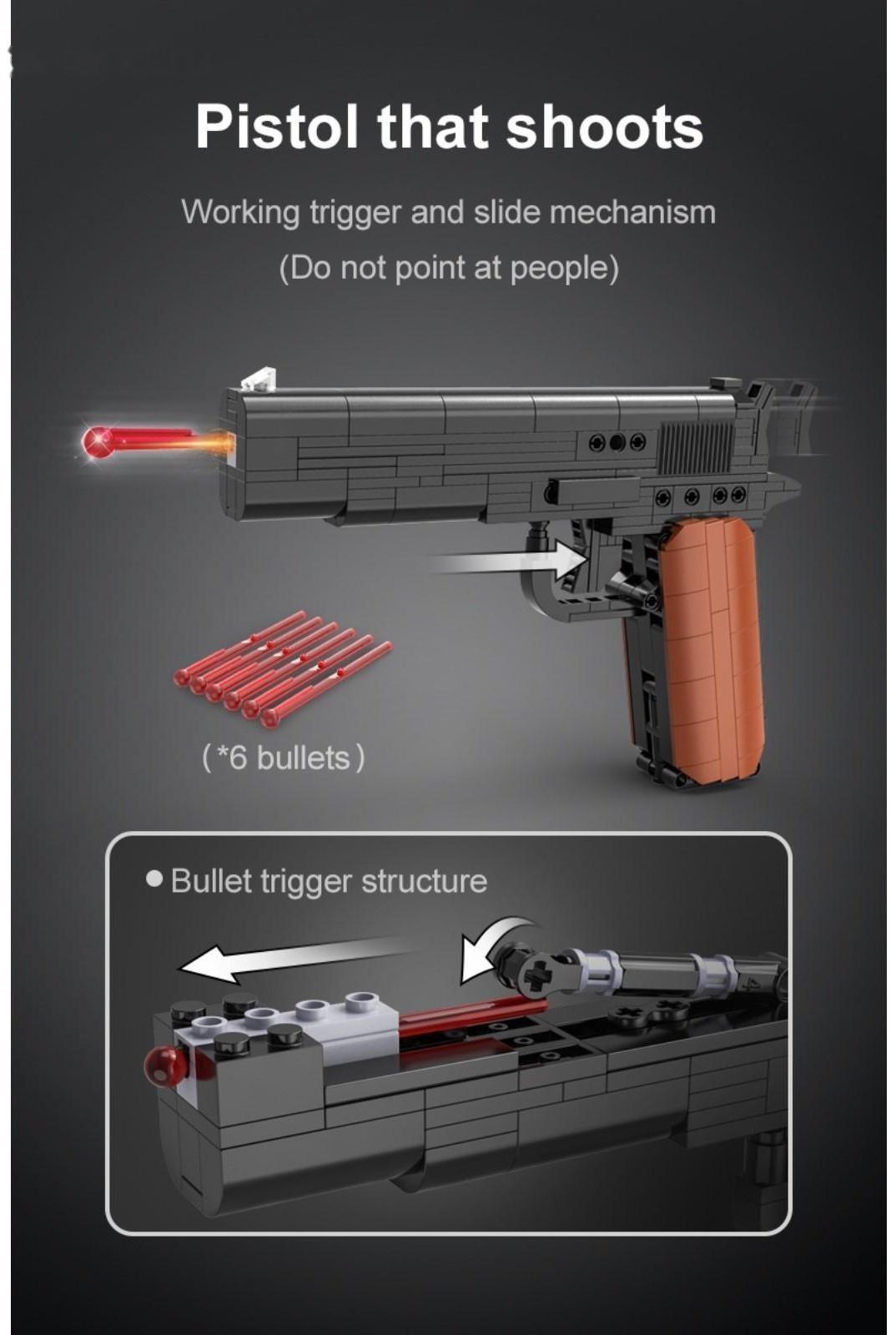 Конструктор техно «Пистолет», 332 детали, 6 пуль, стреляет