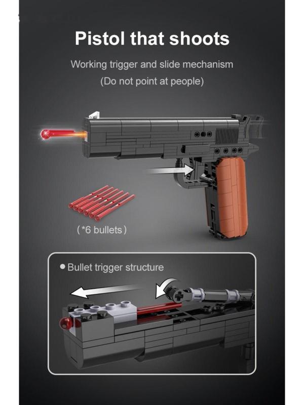 Конструктор техно «Пистолет», 332 детали, 6 пуль, стреляет