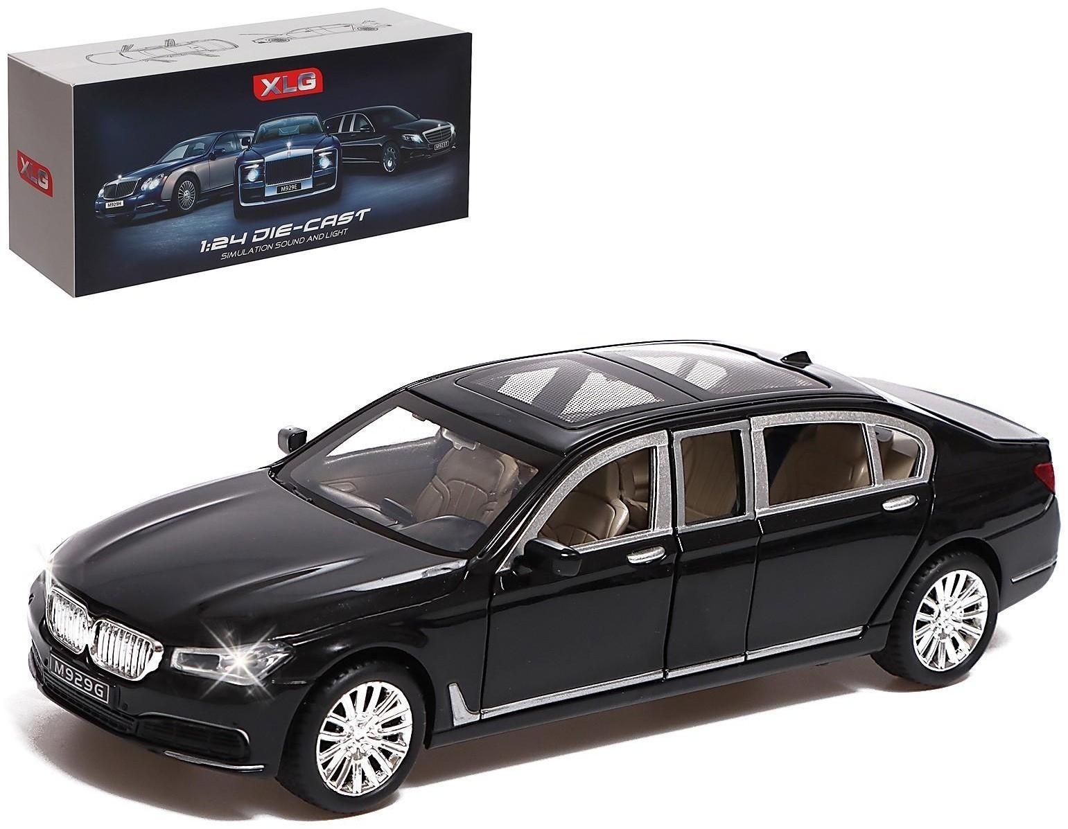 Машина металлическая BMW 760Li, 1:24, открываются двери, капот, багажник, цвет чёрный