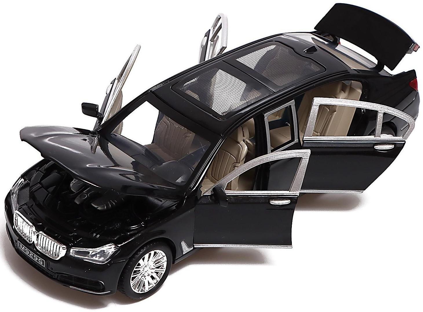 Машина металлическая BMW 760Li, 1:24, открываются двери, капот, багажник, цвет чёрный