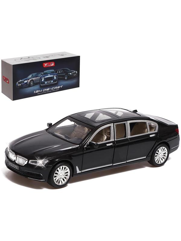 Машина металлическая BMW 760Li, 1:24, открываются двери, капот, багажник, цвет чёрный