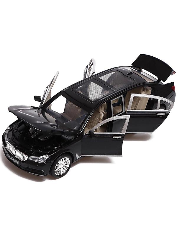 Машина металлическая BMW 760Li, 1:24, открываются двери, капот, багажник, цвет чёрный