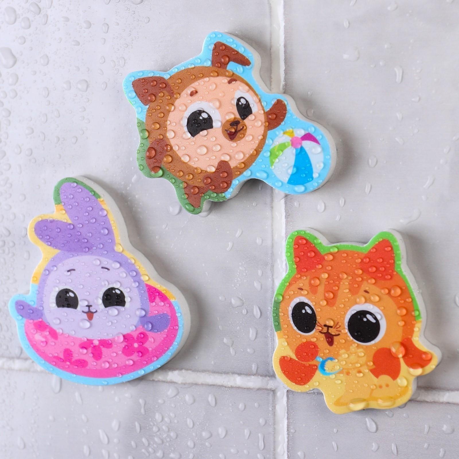 Набор для игры в ванне «Рыбалка: Кругляшки», сачок, 3 ПВХ игрушки, мягкий пазл