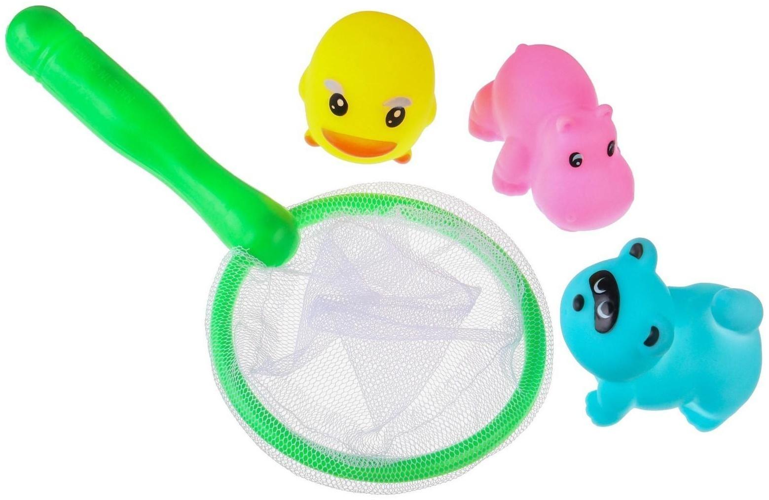 Набор для игры в ванне «Рыбалка: Кругляшки», сачок, 3 ПВХ игрушки, мягкий пазл