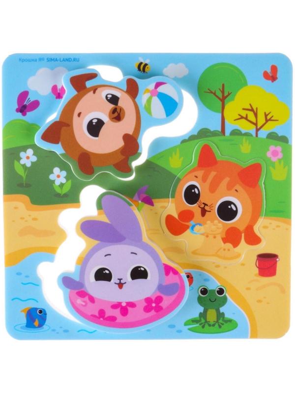 Набор для игры в ванне «Рыбалка: Кругляшки», сачок, 3 ПВХ игрушки, мягкий пазл