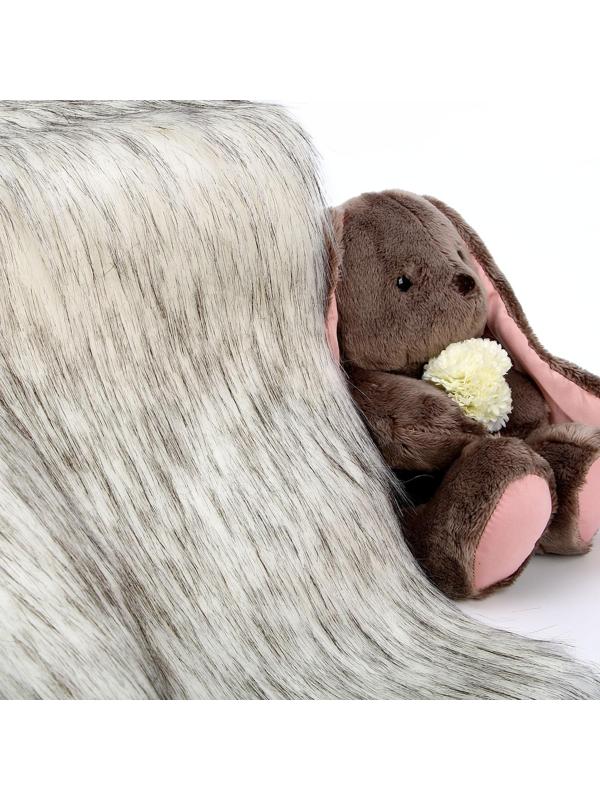 Лоскут 50*50 мех длинноворсовый на трикотажной основе цвет белый с серым