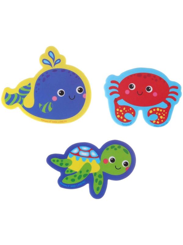 Набор для игры в ванне «Рыбалка: Морские обитатели», сачок, 3 мягких стикера