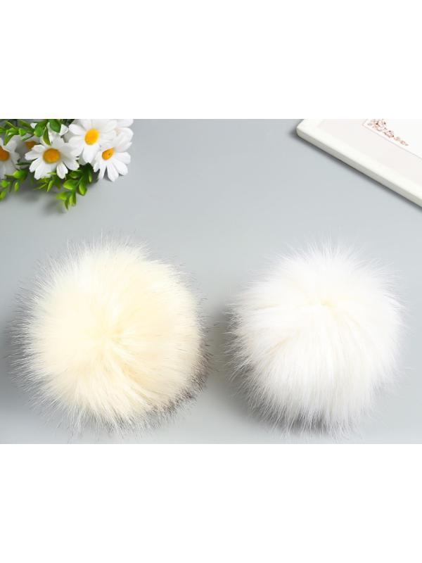 Помпон искусственный мех песец 14 см (34-Молочный) МИКС