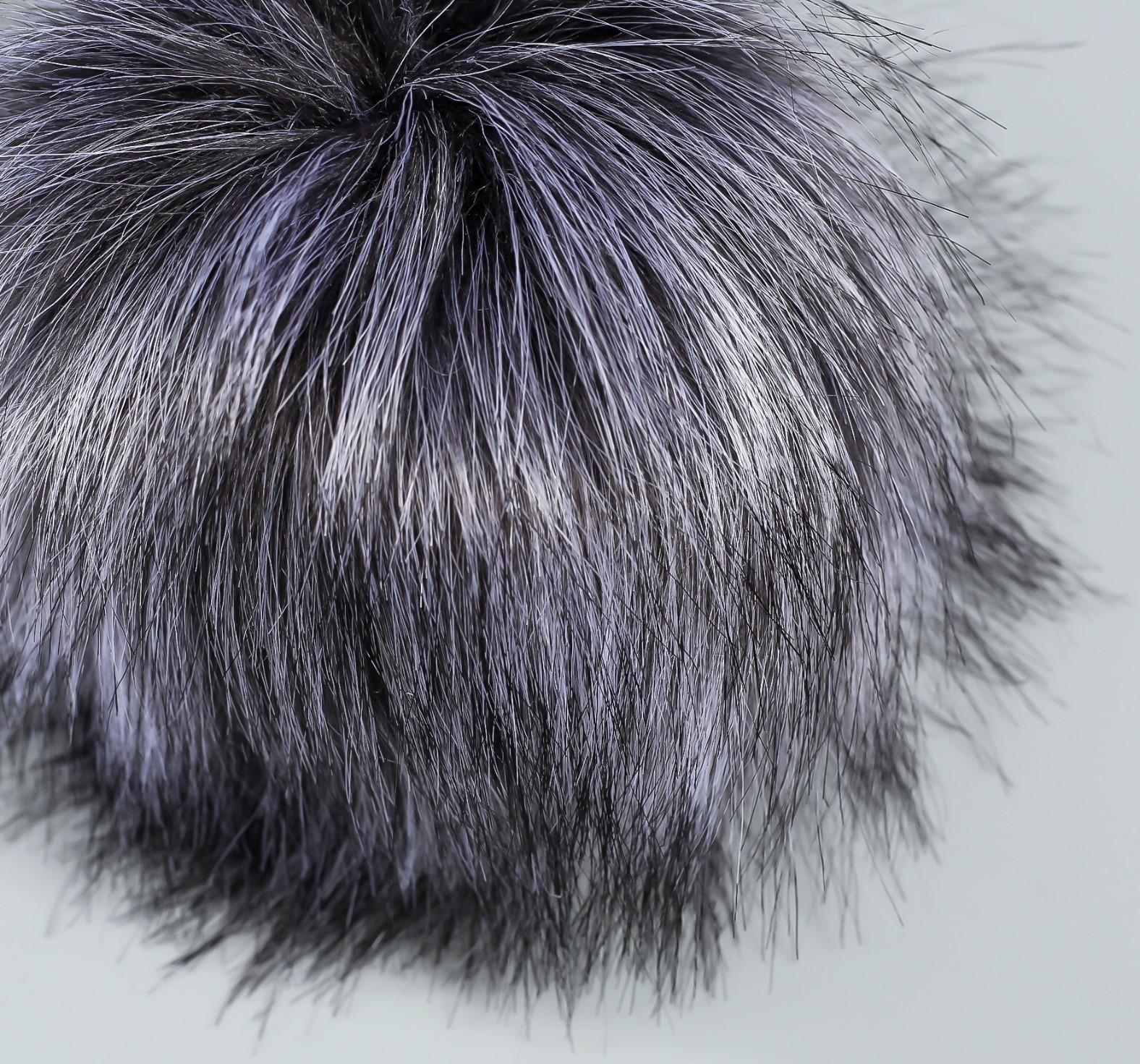 Помпон искусственный мех песец 14 см (23-Сталь)