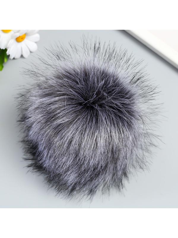 Помпон искусственный мех песец 14 см (23-Сталь)
