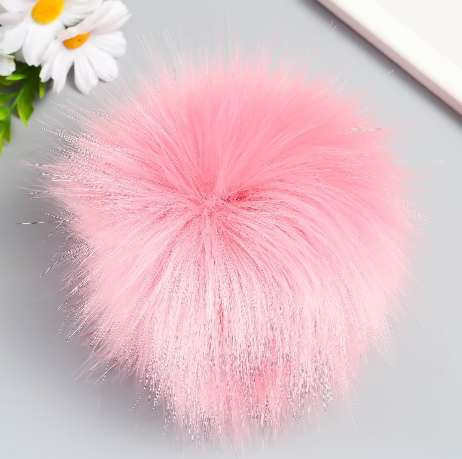 Помпон искусственный мех песец 14 см (4-грязно-розовый)
